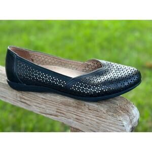 Dansko Black Perforated Flats